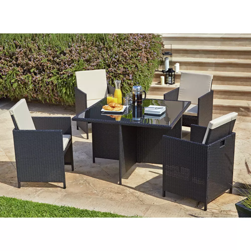 Argos Home 4 Seater Ratan Effect Patio Set - Black