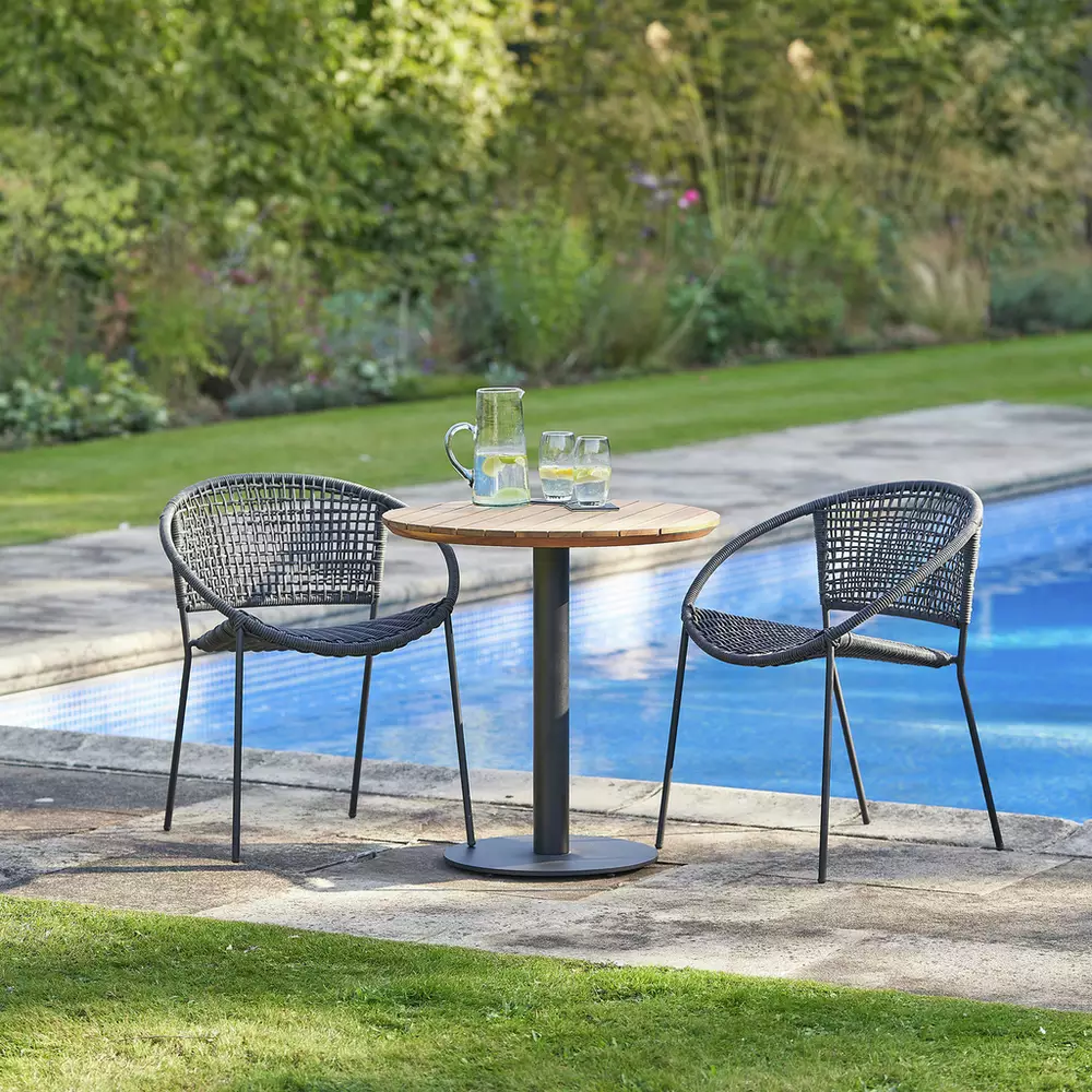 Pacific Dakota 2Seater Rattan Effect Garden Bistro Set-Black