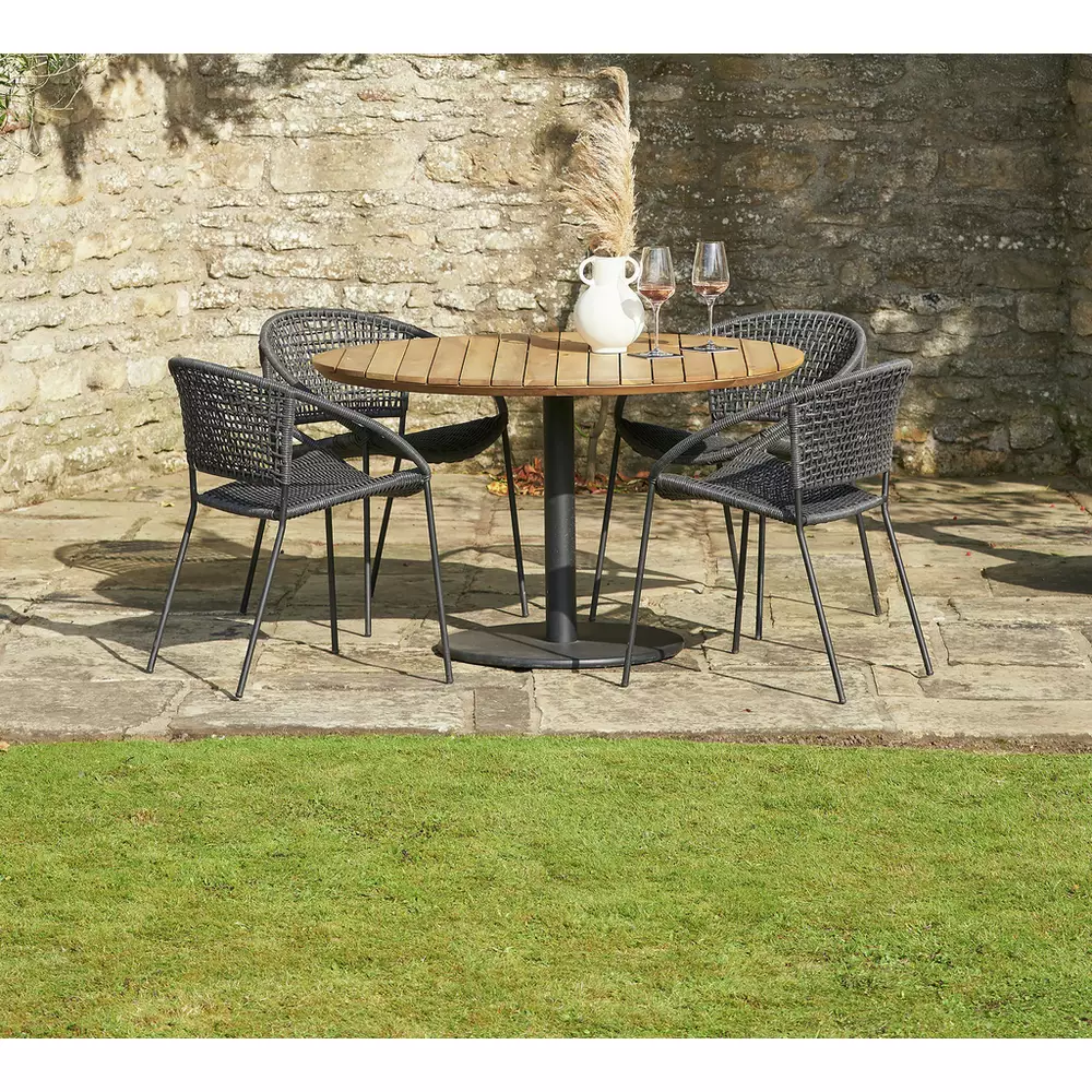 Pacific Dakota 4 Seater Rattan Effect Patio Set - Black